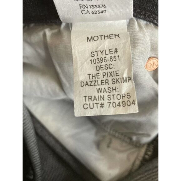Mother The Pixie Dazzler Skimp Size 32 High Rise Striaght Leg Jeans Train Stop - Picture 11 of 12